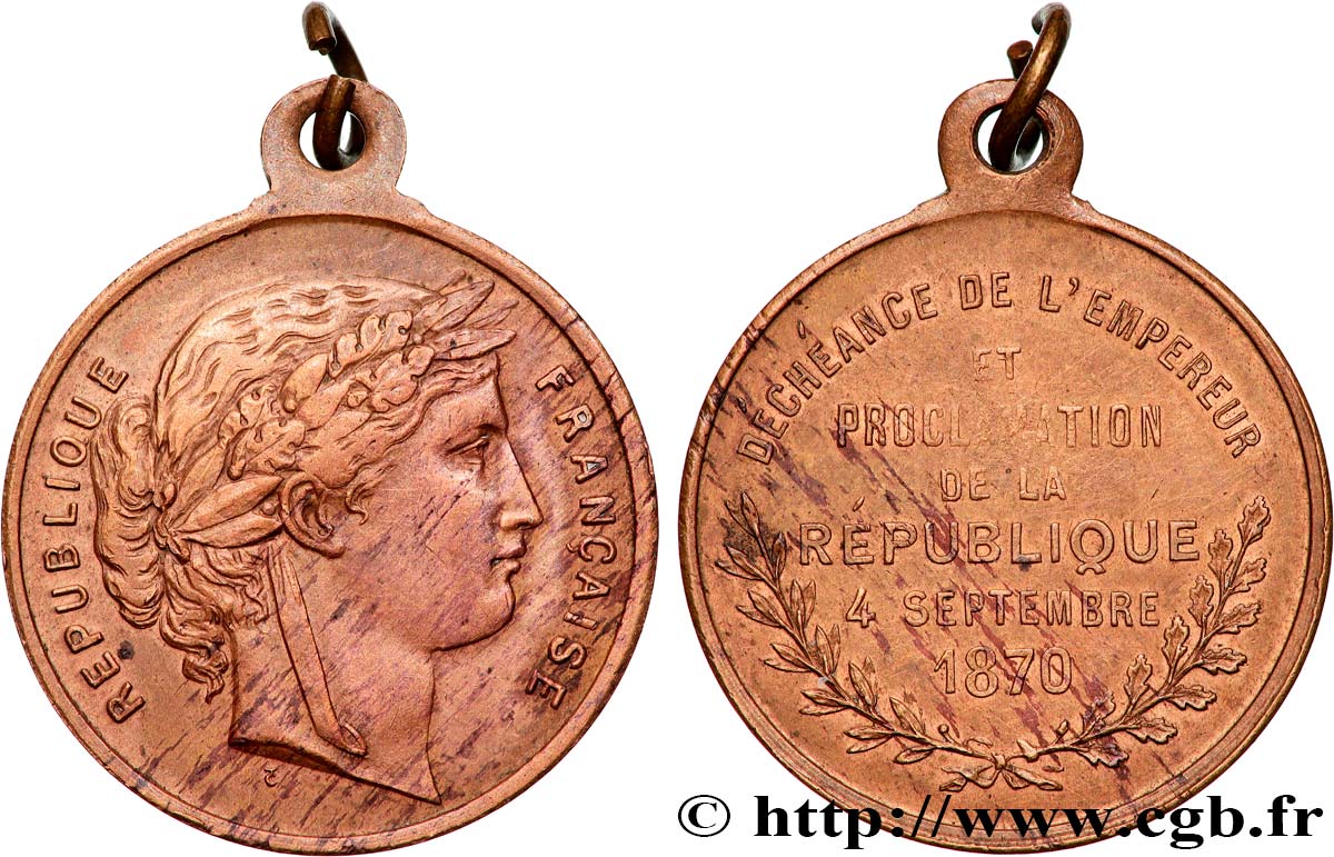 TROISIÈME RÉPUBLIQUE Médaille, Proclamation de la République TTB