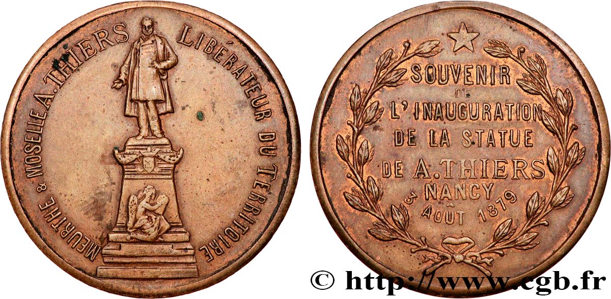 TERZA REPUBBLICA FRANCESE Médaille, Souvenir de l’inauguration de la statue de A. Thiers BB/q.SPL