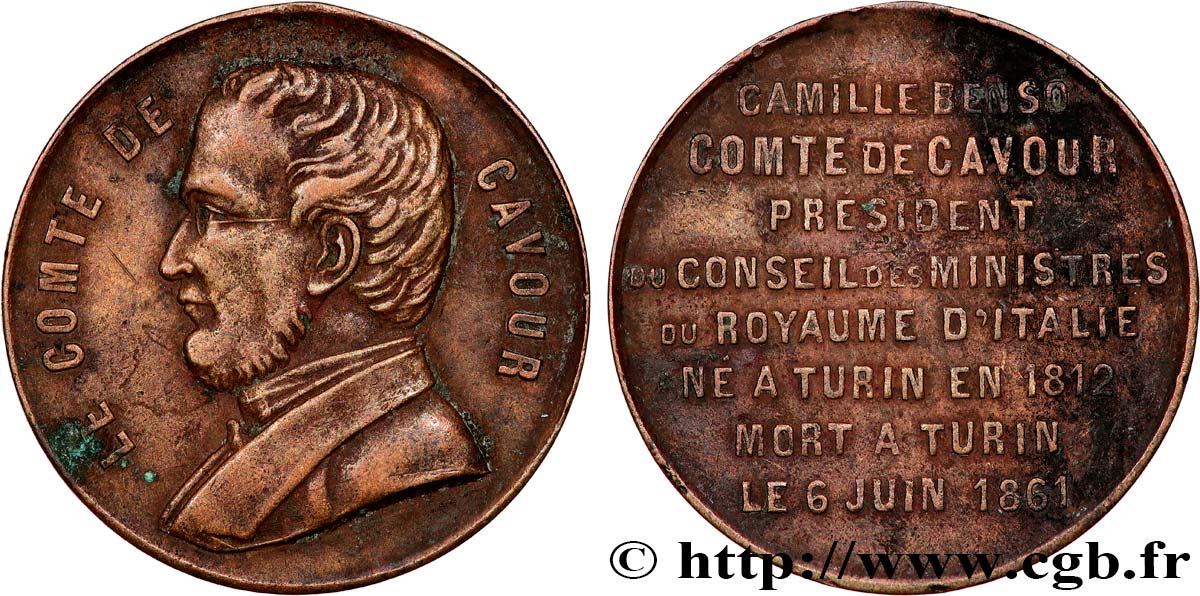 ITALIA - REINO DE ITALIA - VÍCTOR-MANUEL III Médaille, Comte de Cavour MBC