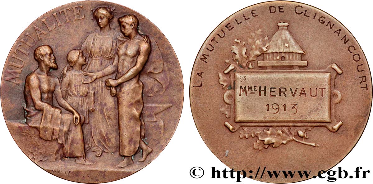 ASSURANCES Médaille, Mutualité, La Mutualité de Clignancourt TTB+