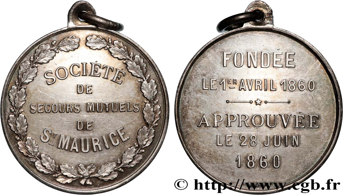 ASSURANCES Médaille, Société de Secours Mutuels de Saint-Maurice TTB+