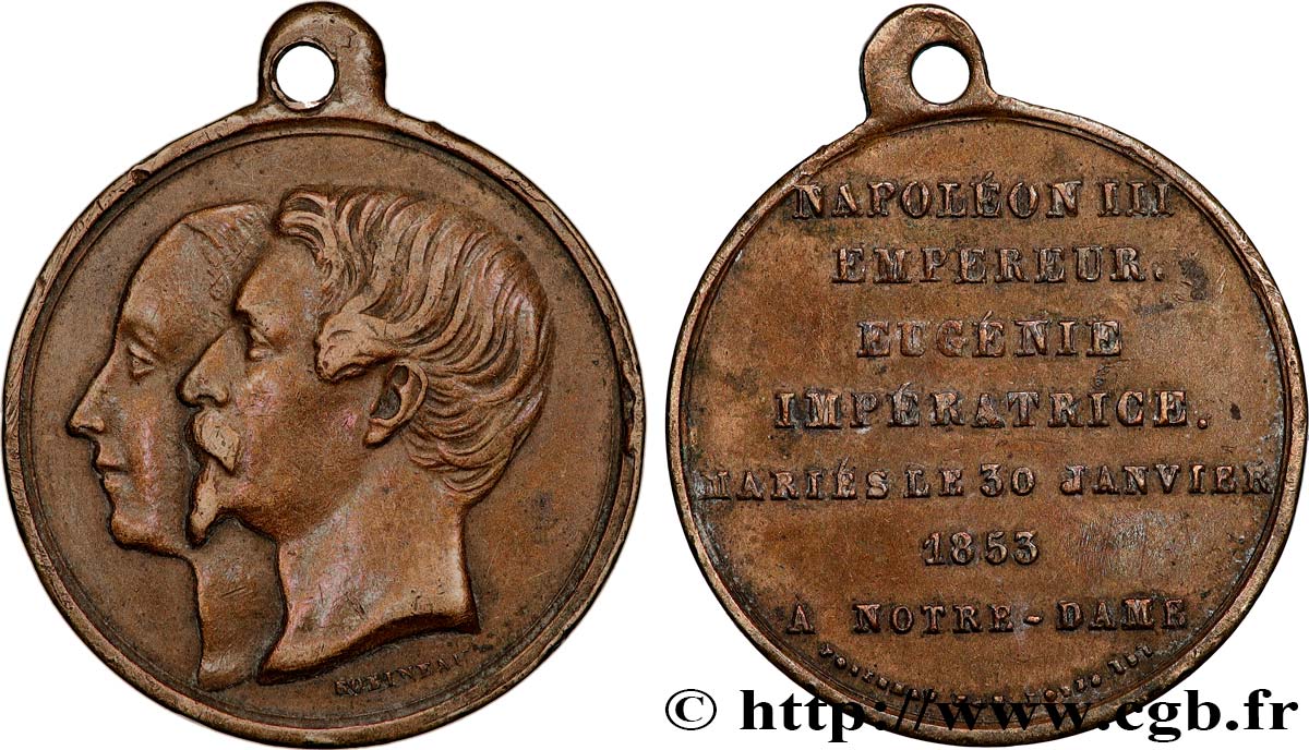 AMOUR ET MARIAGE Médaille, Mariage de Napoléon III et d’Eugénie SS