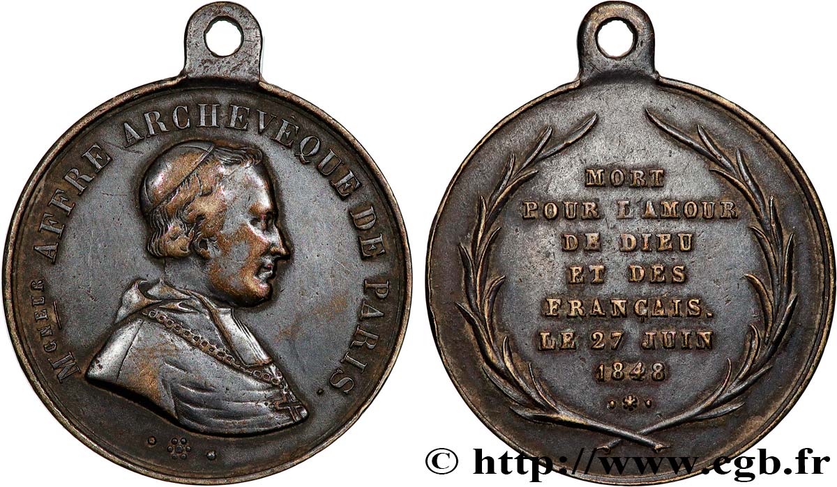 SECOND REPUBLIC Médaille, Monseigneur Affre, mort martyr VF