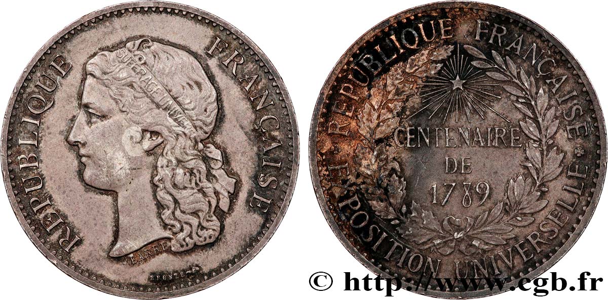 TERZA REPUBBLICA FRANCESE Médaille, Centenaire de 1789 q.BB