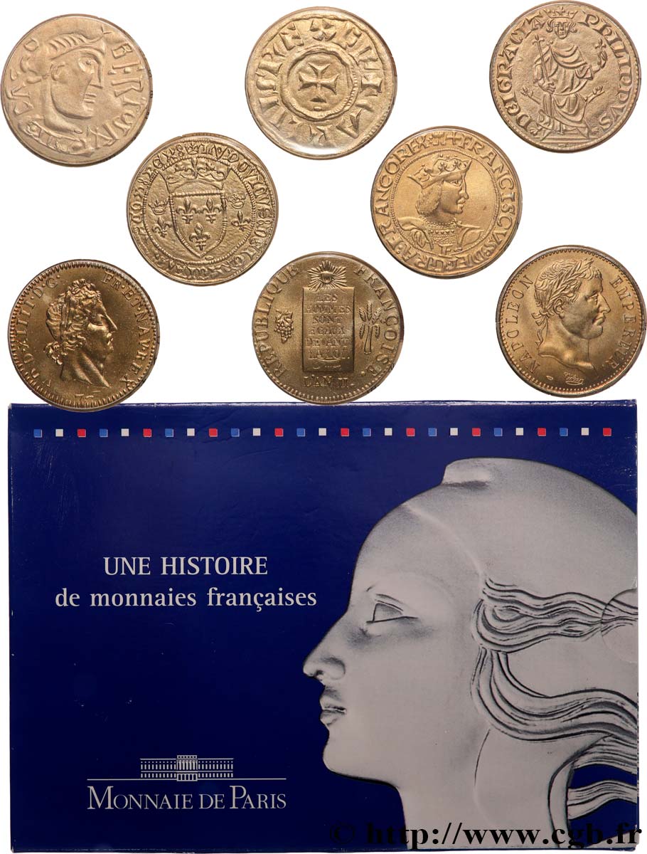 QUINTA REPUBBLICA FRANCESE Série de 8 médailles, Une histoire de monnaies françaises FDC