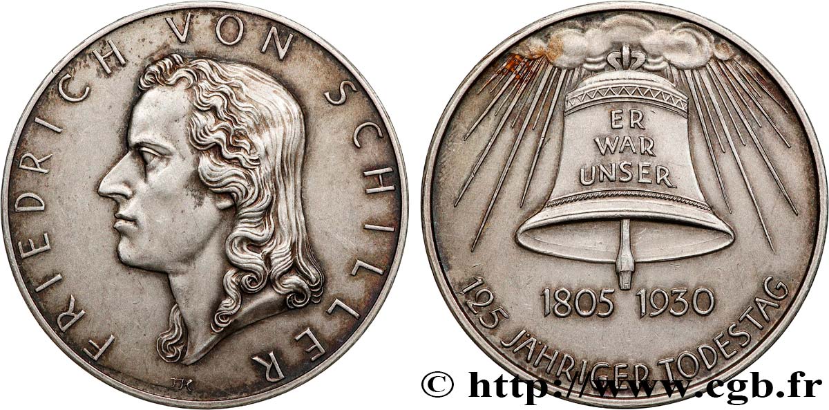 ALEMANIA Médaille, Friedrich von Schiller MBC+