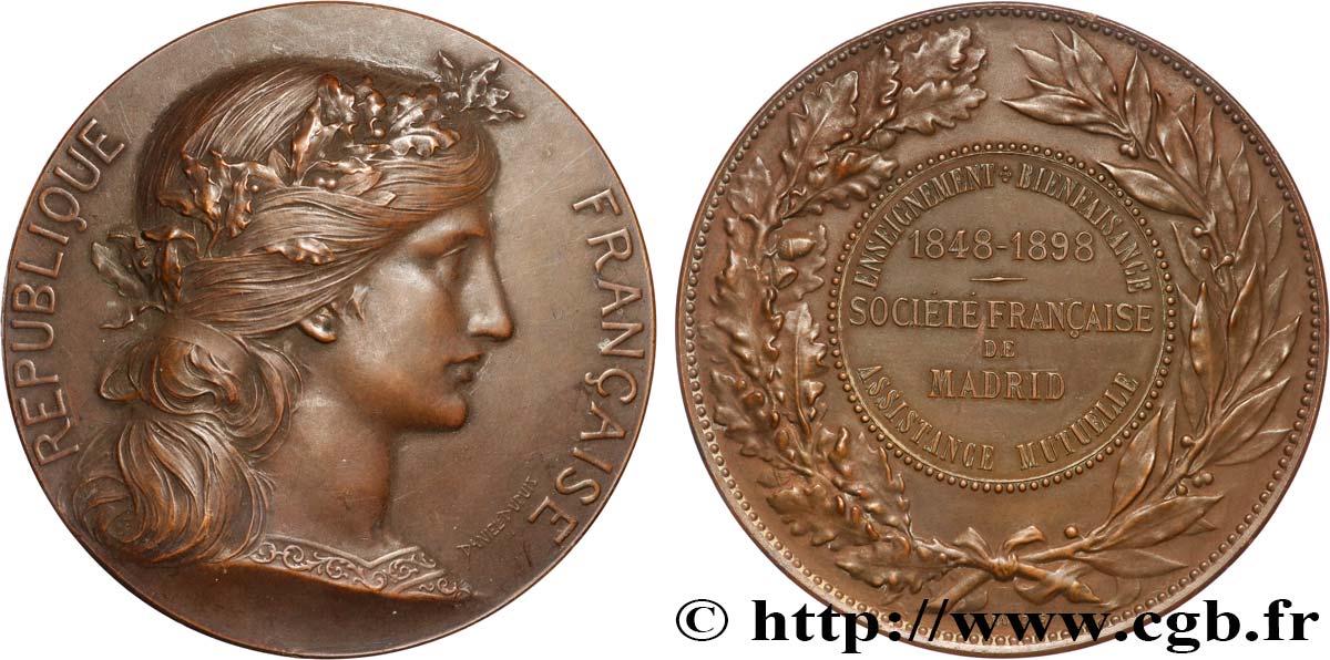 LES ASSURANCES Médaille, Cinquantenaire de la Société Française de Madrid q.SPL