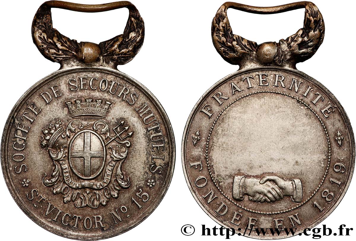 LES ASSURANCES Médaille, Société de Secours Mutuels, Saint Victor n°15 q.SPL