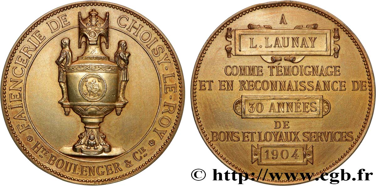 TROISIÈME RÉPUBLIQUE Médaille, Faïencerie de Choisy-le-Roy TTB+/SUP