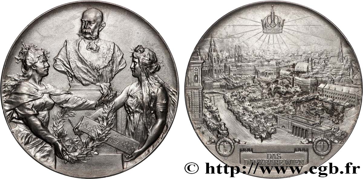 AUSTRIA - FRANZ-JOSEPH I Médaille, 50e anniversaire du règne de l’empereur AU