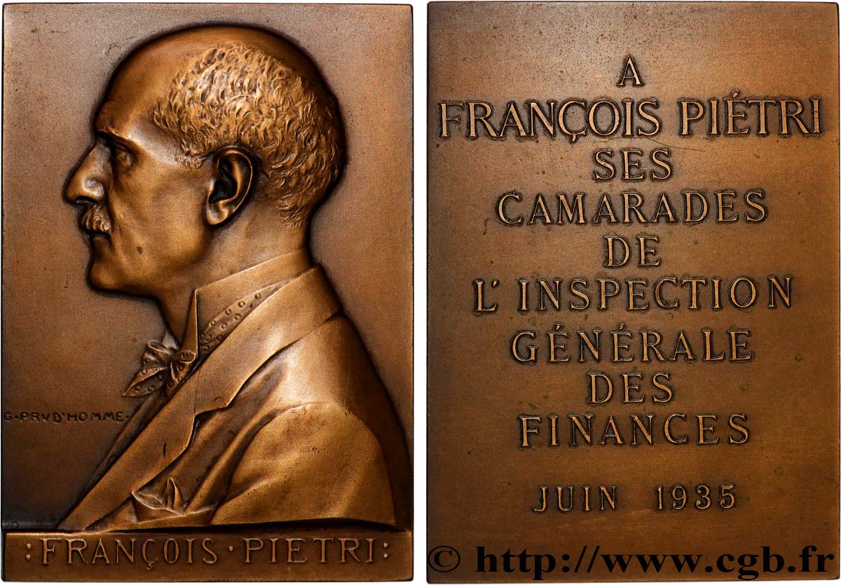 TERZA REPUBBLICA FRANCESE Plaquette, François Piétri q.SPL