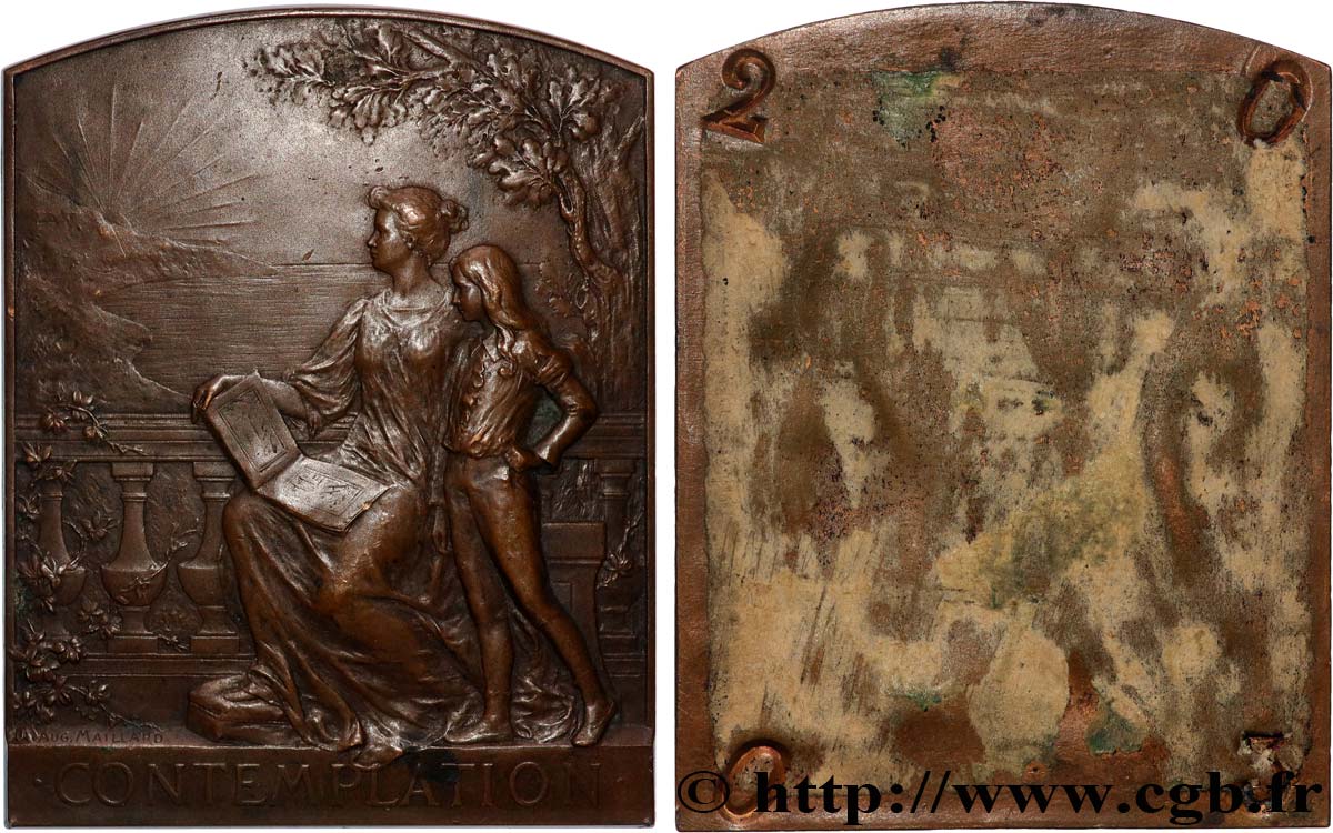 III REPUBLIC Plaque, Contemplation, tirage uniface AU