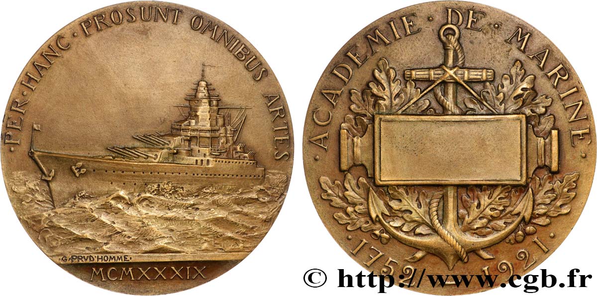 ACADÉMIES ET SOCIÉTÉS SAVANTES Médaille, Académie de marine AU