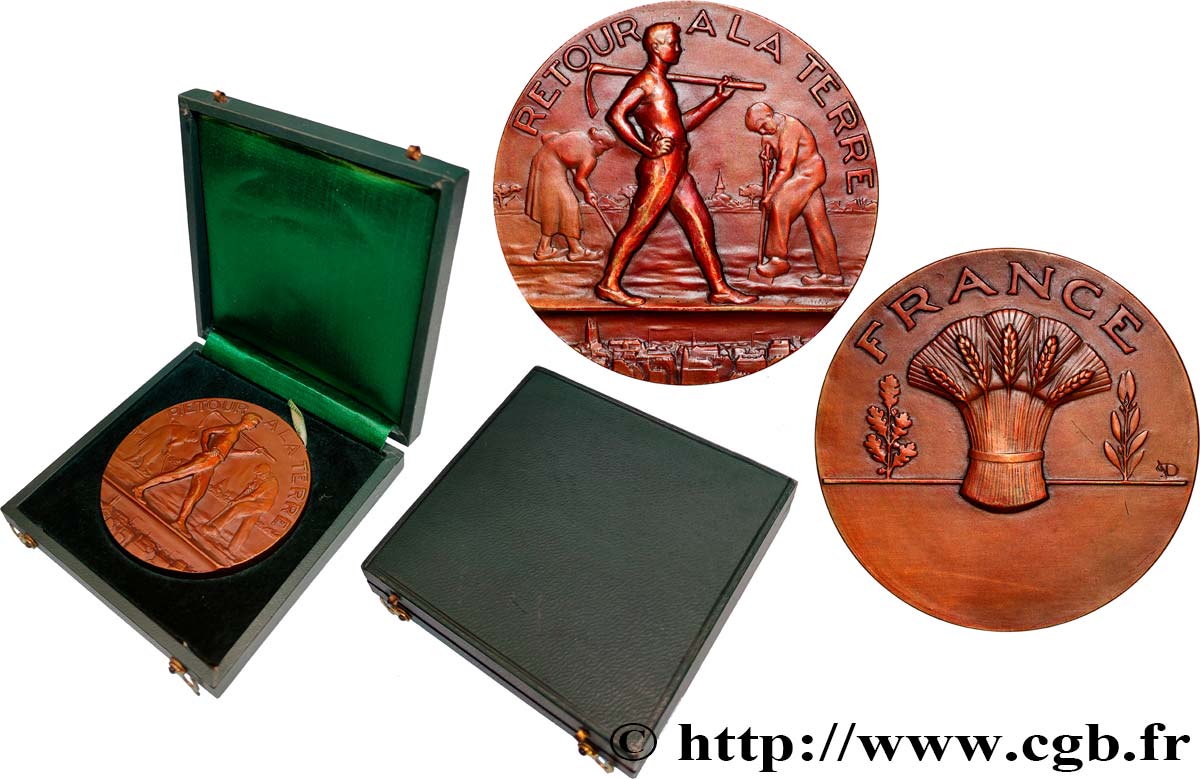 AGRICULTURAL, HORTICULTURAL, FISHING AND HUNTING SOCIETIES Médaille, Retour à la terre AU