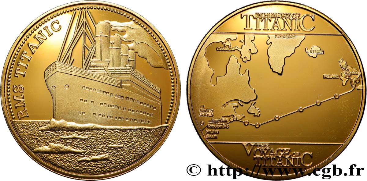 SEA AND NAVY : SHIPS AND BOATS Médaille, RMS Titanic Polierte Platte