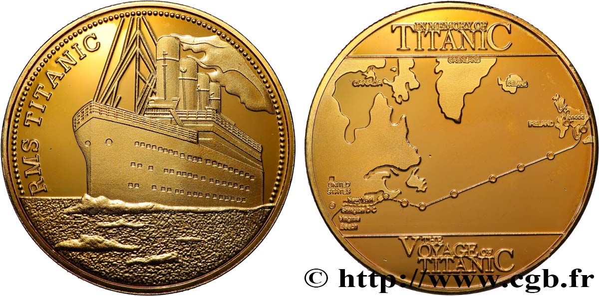 SEA AND NAVY : SHIPS AND BOATS Médaille, RMS Titanic Polierte Platte