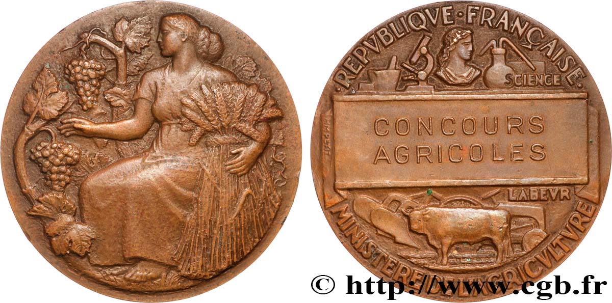 QUINTA REPUBLICA FRANCESA Médaille, Concours agricoles EBC/MBC+