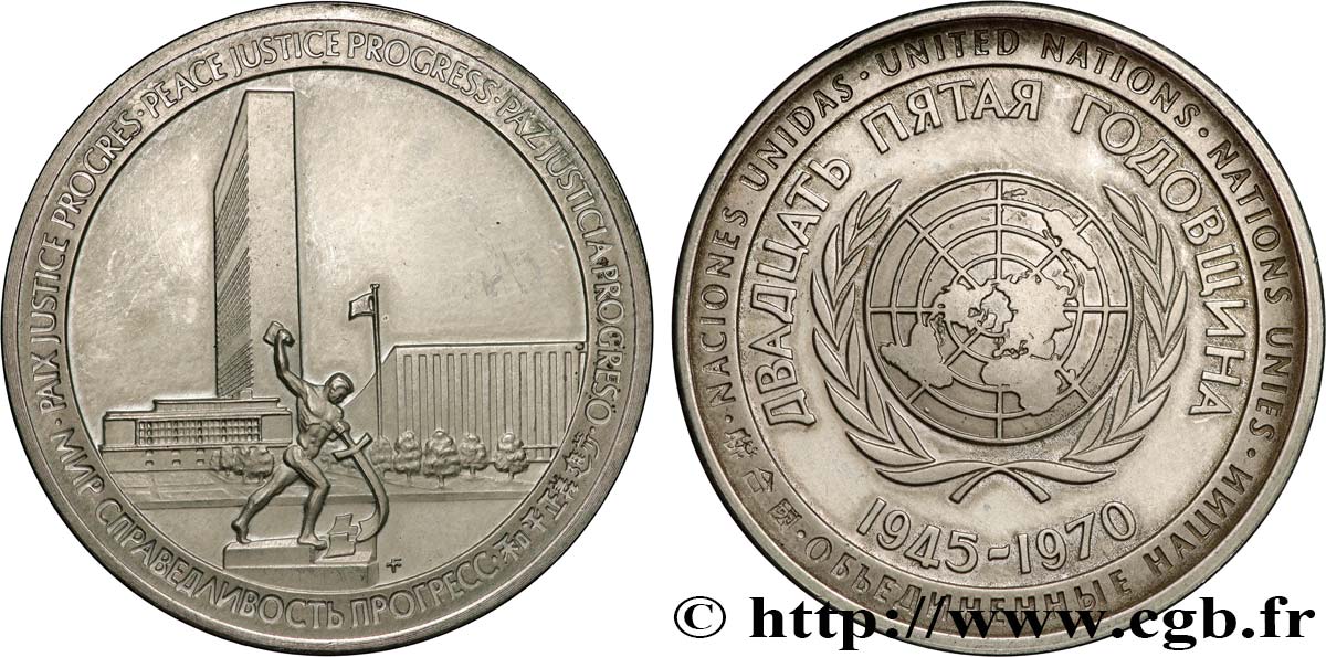 ÉTATS-UNIS D AMÉRIQUE Médaille, 25e anniversaire de l’ONU SUP