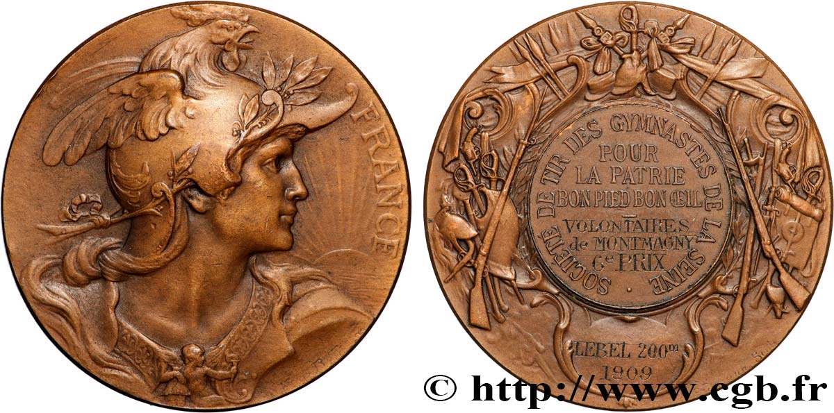 III REPUBLIC Médaille, Société de tir des gymnastes AU