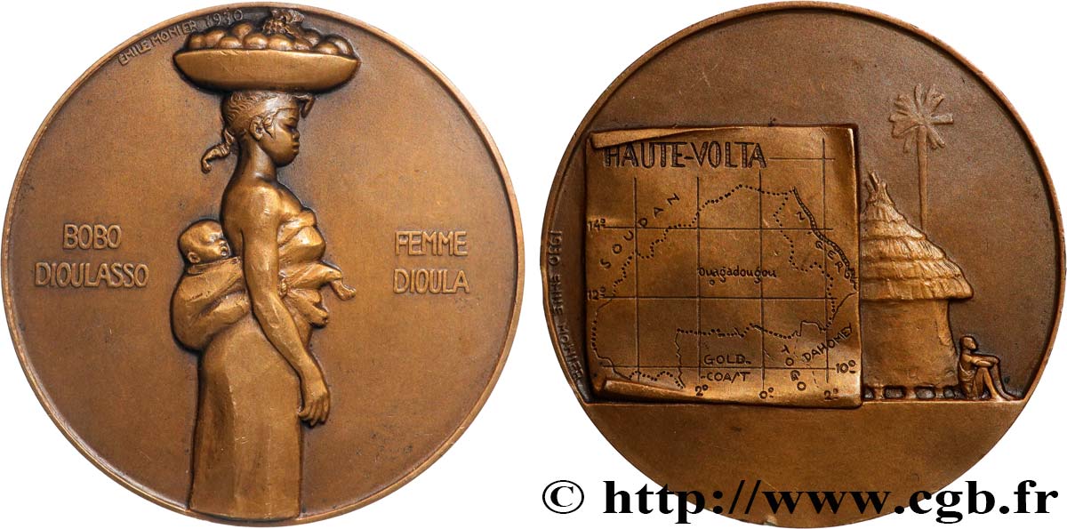 III REPUBLIC Médaille, Bobo Dioulasso, femme Dioula AU