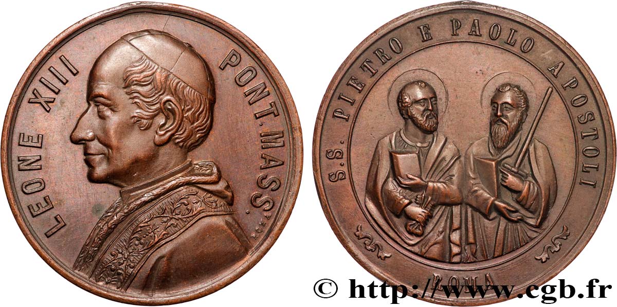 ITALIE - ÉTATS DE L ÉGLISE - LÉON XIII (Vincenzo Gioacchino Pecci) Médaille, Saint Pierre et Saint Paul AU