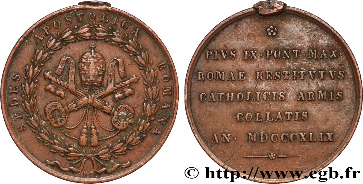 ITALY - PAPAL STATES - PIUS IX (Giovanni Maria Mastai Ferretti) Médaille, Siège apostolique romain VF