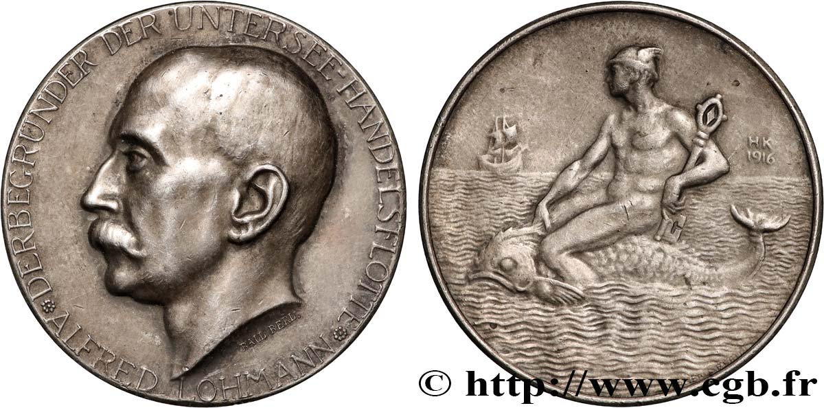 SEA AND NAVY : SHIPS AND BOATS Médaille, Alfred Lohmann XF