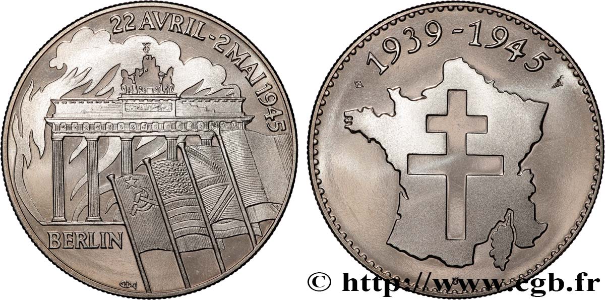 QUINTA REPUBLICA FRANCESA Médaille commémorative, Bataille de Berlin BU