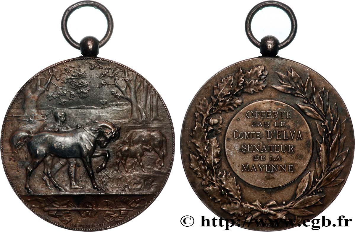 TROISIÈME RÉPUBLIQUE Médaille, Offerte par le Comte d’Elva TTB