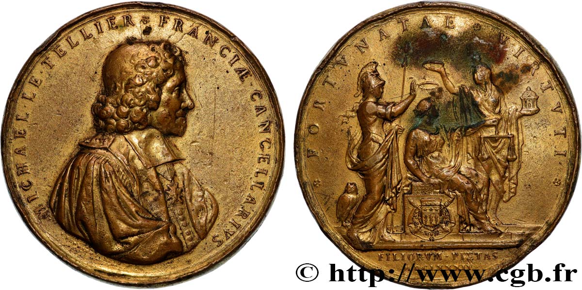 LOUIS XIV  THE SUN KING  Médaille, Michel Le Tellier, chancelier de France BC