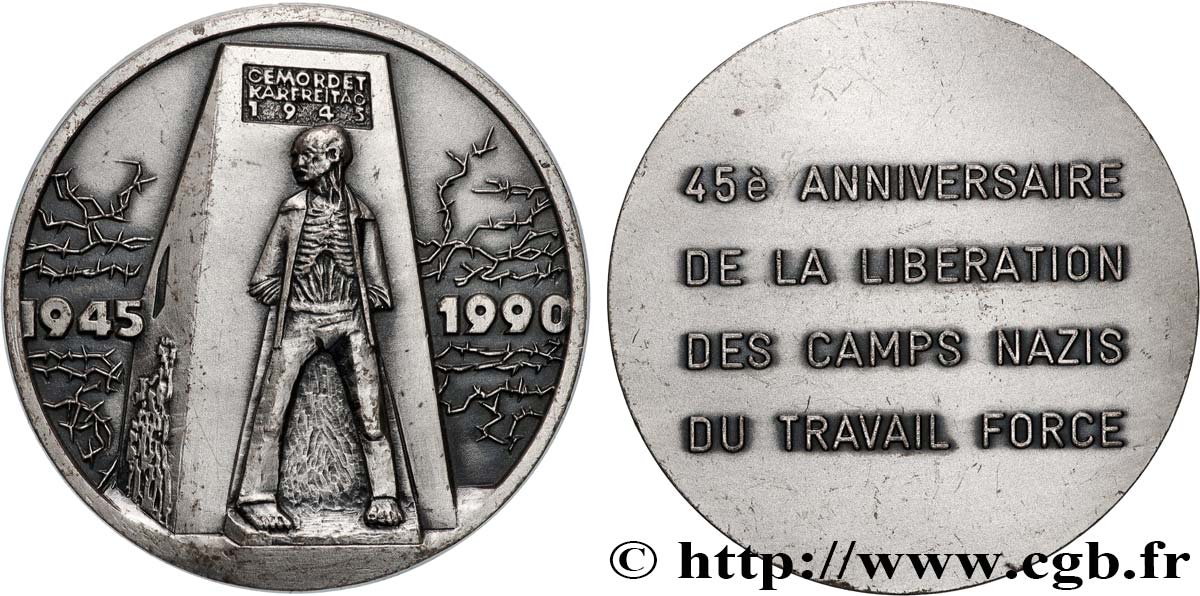 QUINTA REPUBLICA FRANCESA Médaille, 40e anniversaire de la libération des camps nazis du travail forcé MBC