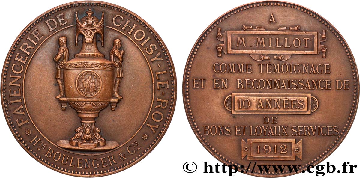 TROISIÈME RÉPUBLIQUE Médaille, Faïencerie de Choisy-le-Roy TTB