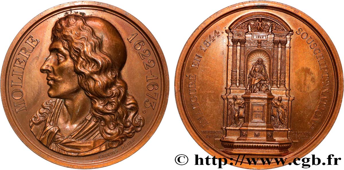 LOUIS-PHILIPPE Ier Médaille, Inauguration de la fontaine Molière, refrappe TTB+