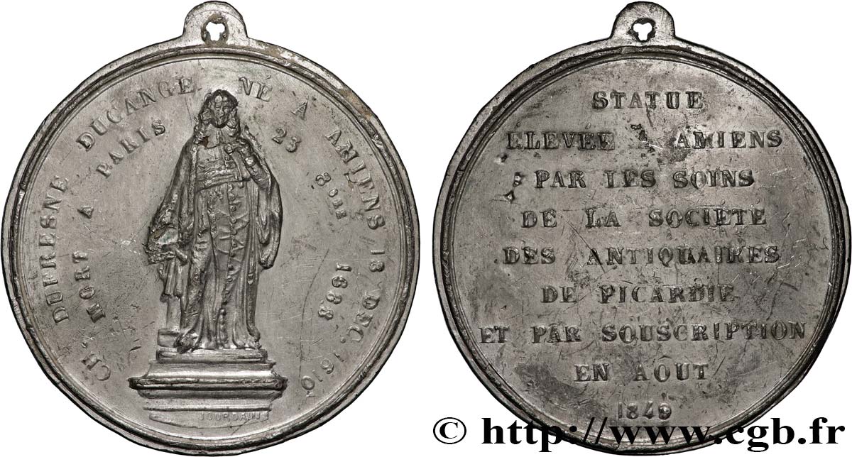 DEUXIÈME RÉPUBLIQUE Médaille, Hommage à Charles Dufresne Ducange BB