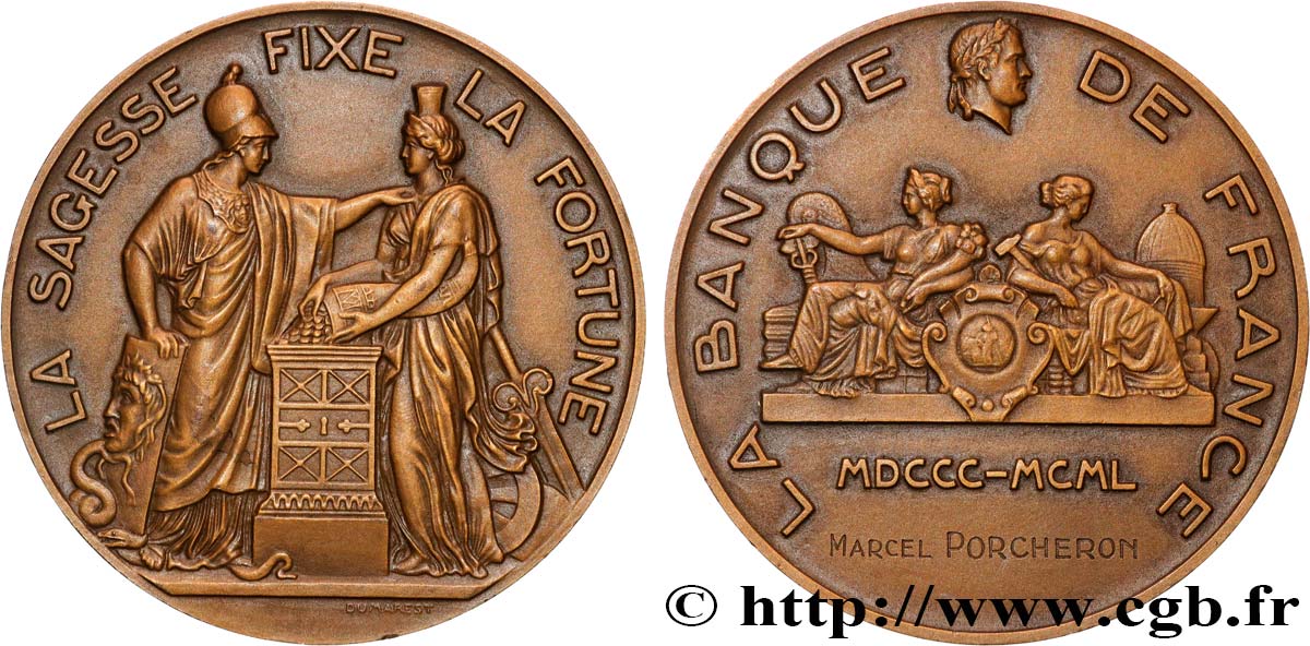 BANQUE DE FRANCE Médaille de récompense, La sagesse fixe la fortune SPL