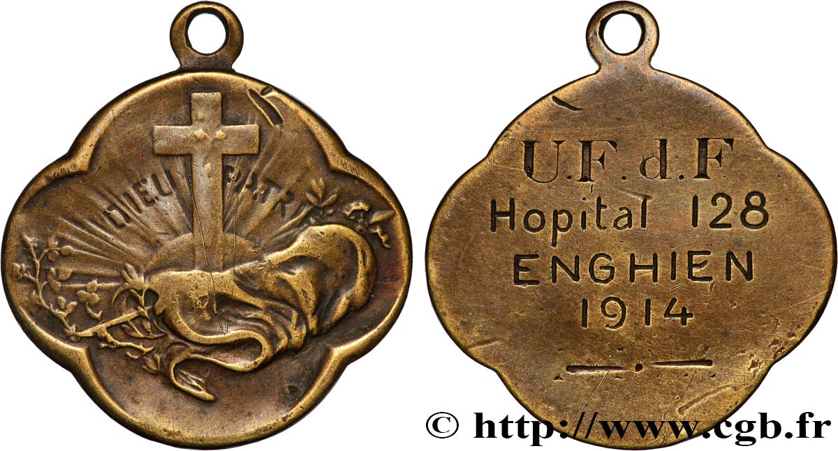 TERCERA REPUBLICA FRANCESA Médaille, Dieu, Patrie, U. F. D. F.  BC+