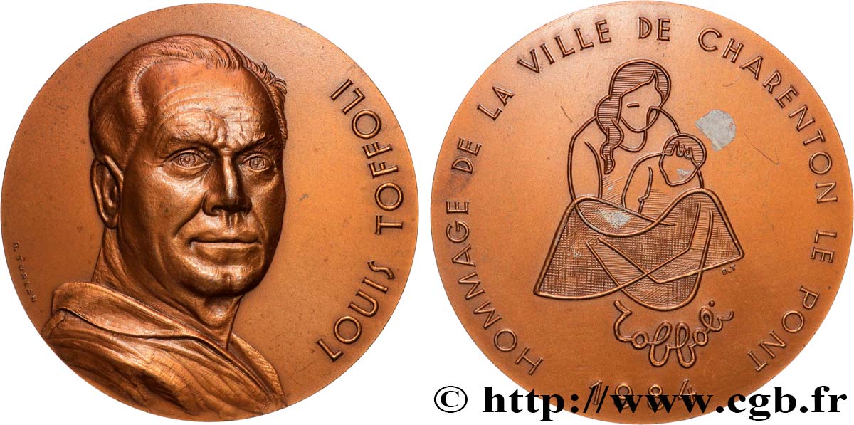 QUINTA REPUBLICA FRANCESA Médaille, Louis Toffoli, Hommage de la ville de Charenton le Pont MBC+/MBC