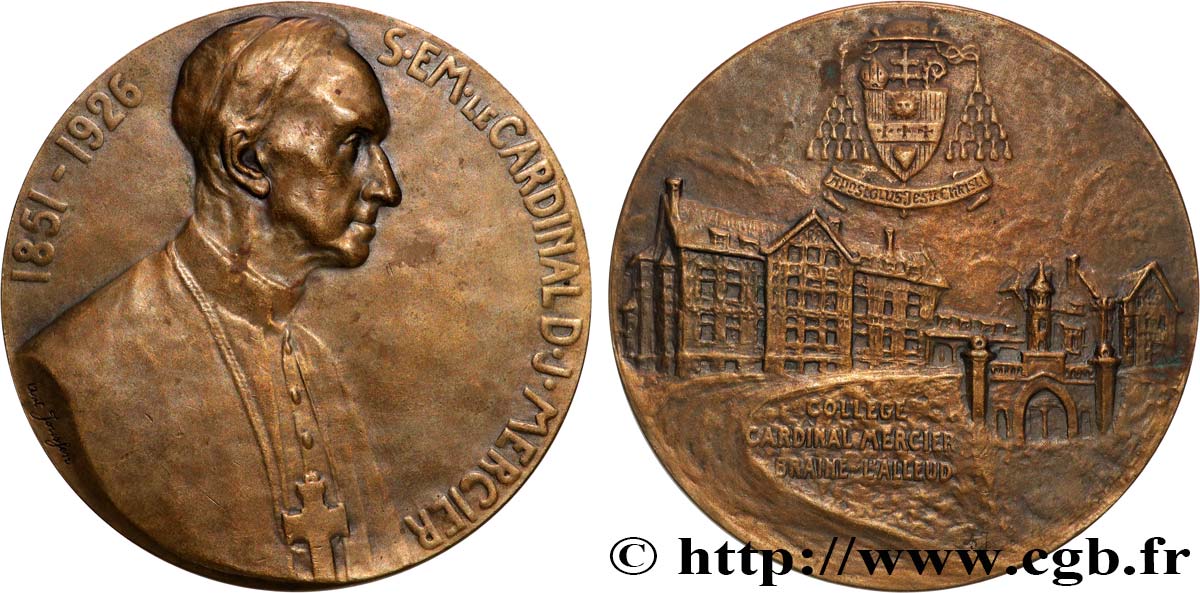 BELGIUM - KINGDOM OF BELGIUM - ALBERT I Médaille, Construction du collège Cardinal Mercier XF