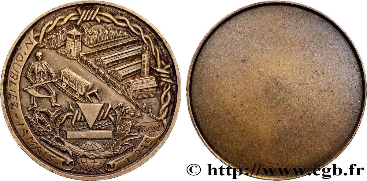 CUARTA REPUBLICA FRANCESA Médaille, N’oubliez jamais 1945 EBC