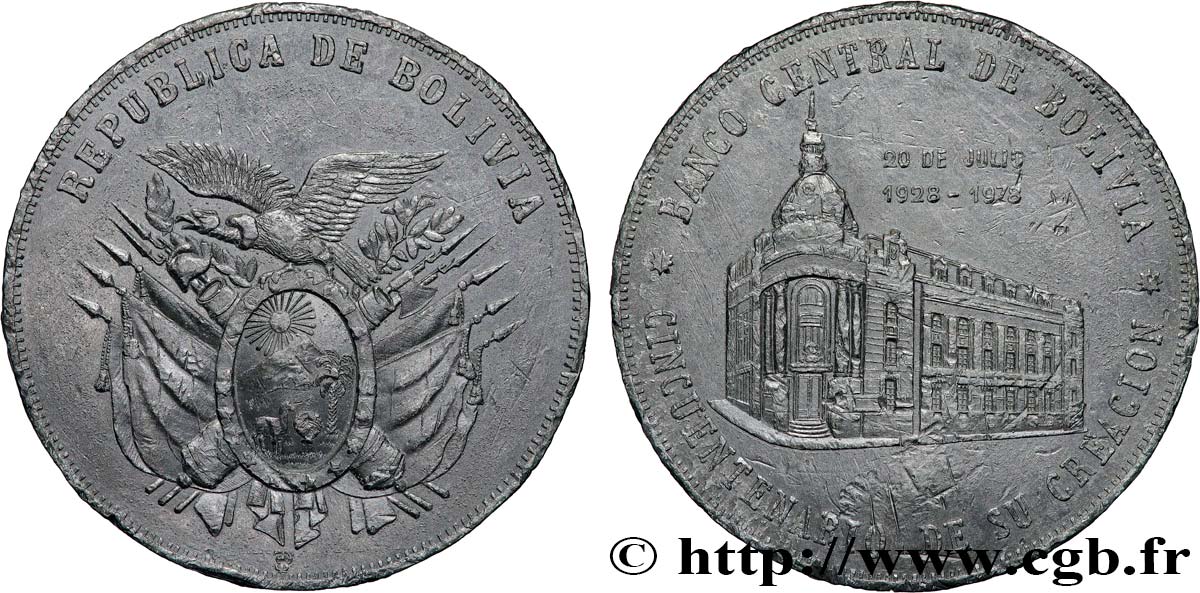 BOLIVIE Médaille, Cinquantenaire de la création de la Banque Centrale de Bolivie TTB