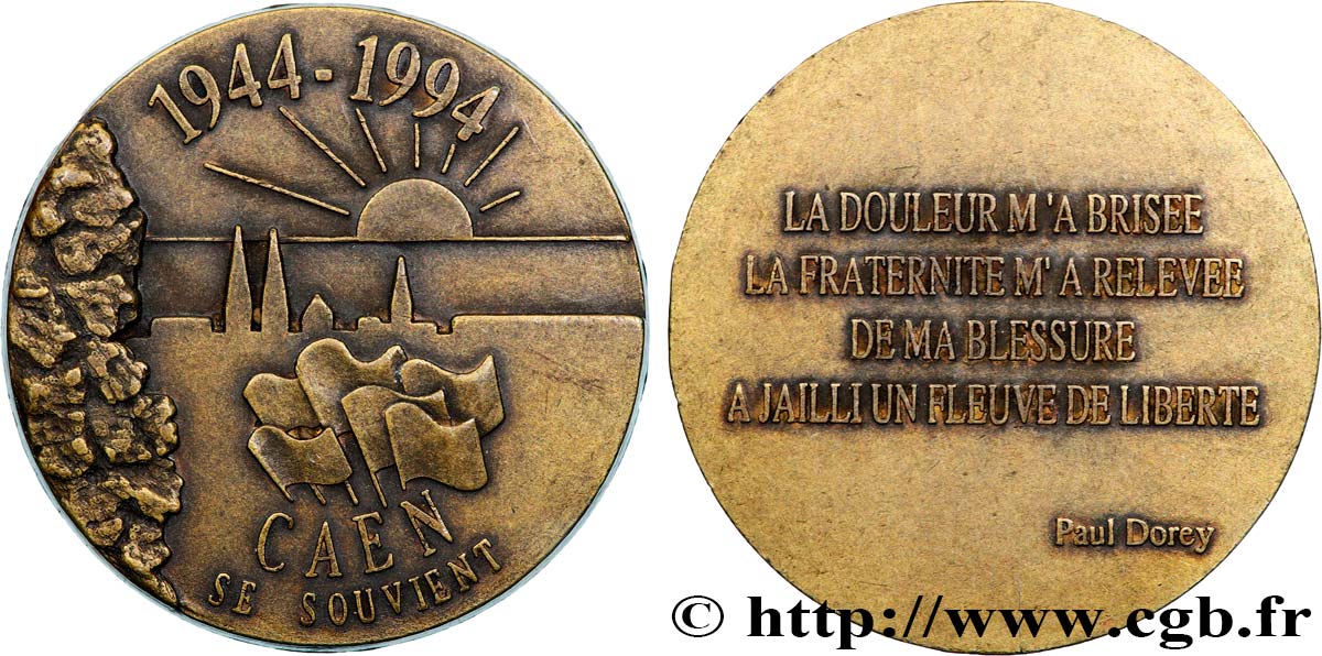 CINQUIÈME RÉPUBLIQUE Médaille, Caen se souvient TTB+