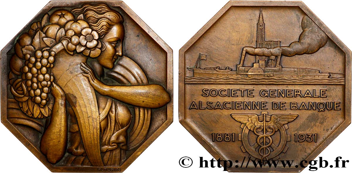 III REPUBLIC Médaille, Société générale alsacienne de banque XF