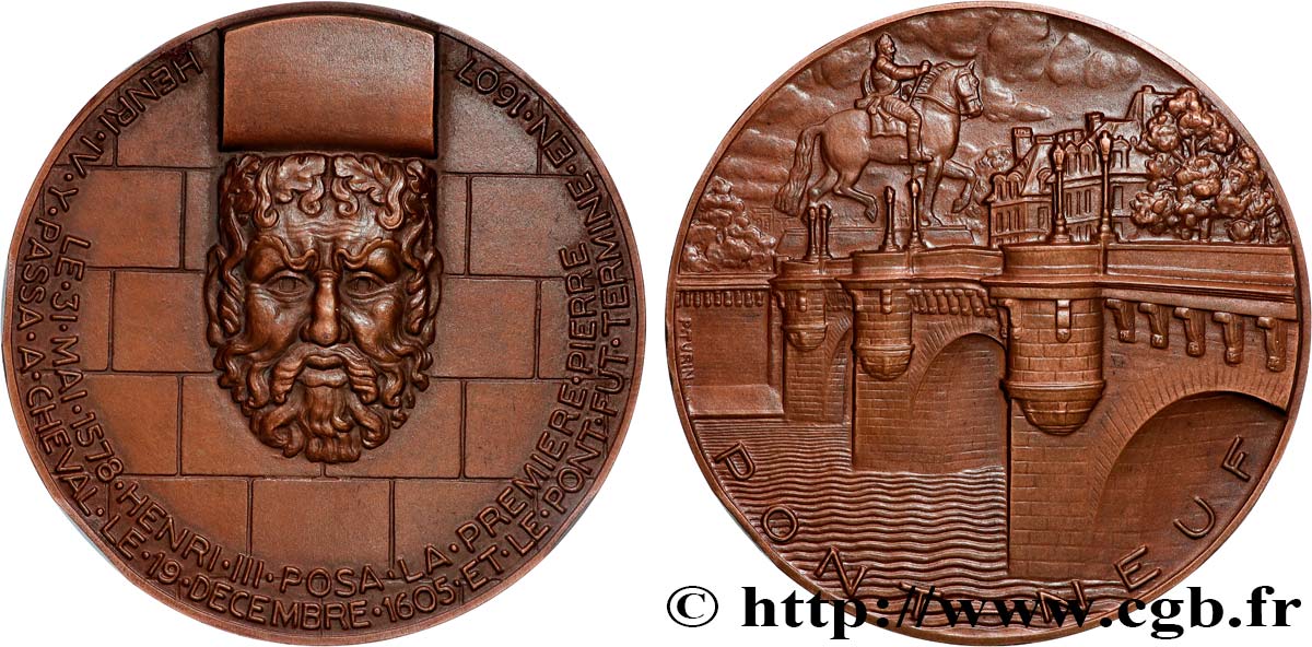 HENRY IV Médaille, Le Pont-Neuf et la statue de Henri IV EBC