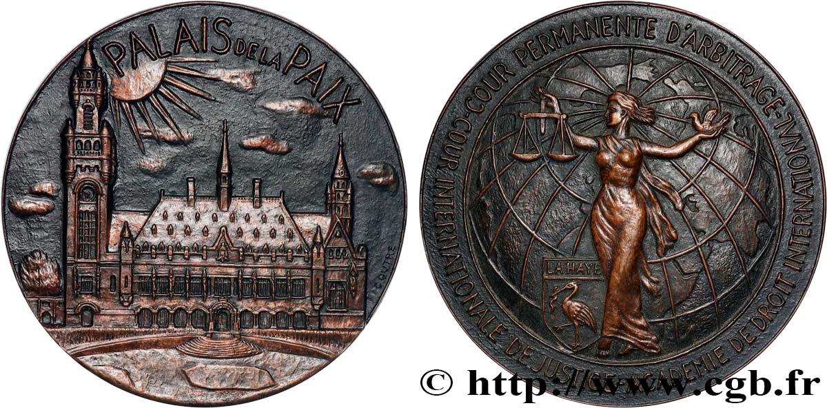 QUINTA REPUBLICA FRANCESA Médaille, Palais de la paix de La Haye EBC