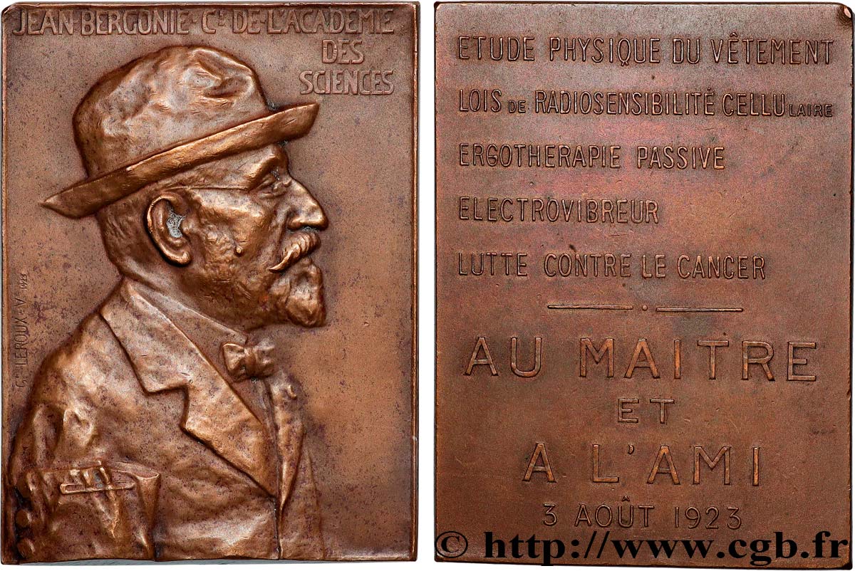 III REPUBLIC Plaquette, Professeur Jean Bergonie AU