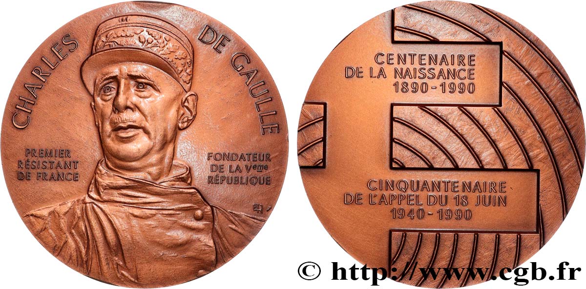 QUINTA REPUBLICA FRANCESA Médaille, Charles de Gaulle, Centenaire de sa naissance EBC