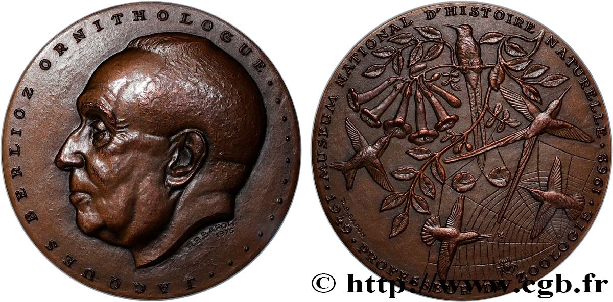 V REPUBLIC Médaille, Jacques Berlioz ornithologue, Professeur de zoologie au Museum National d’Histoire Naturelle AU