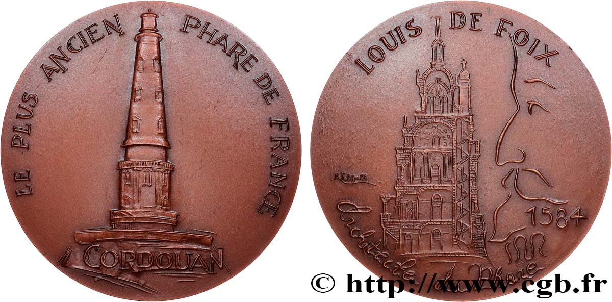 QUINTA REPUBLICA FRANCESA Médaille, Phare de Cordouan EBC