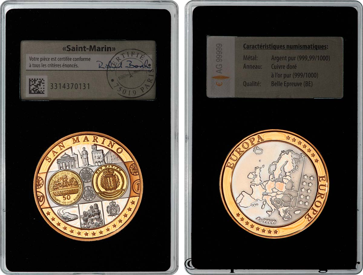 QUINTA REPUBLICA FRANCESA Médaille, Europe, République de Saint-Marin SC