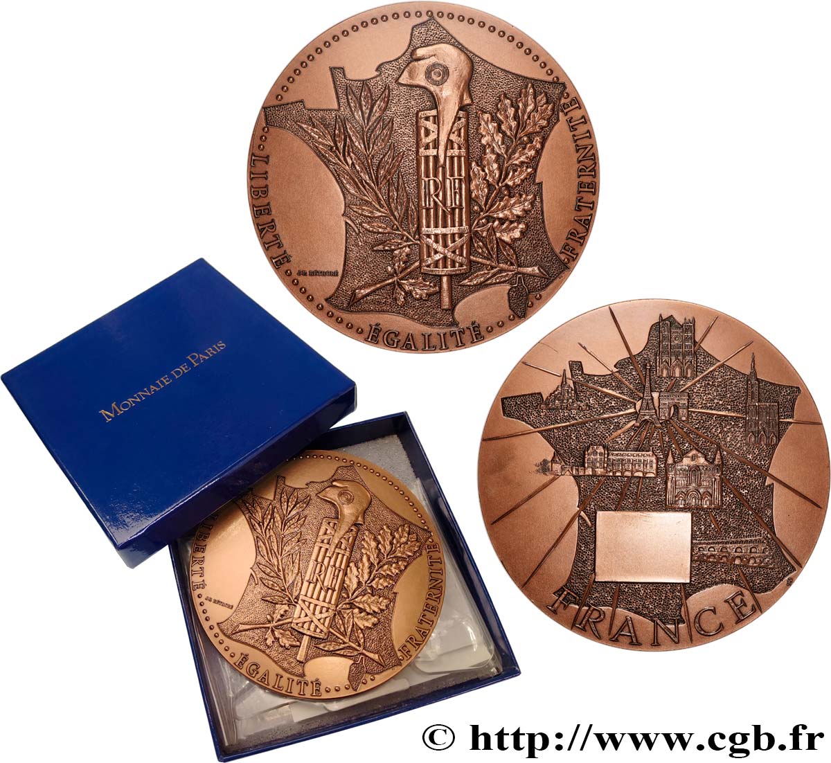 QUINTA REPUBLICA FRANCESA Médaille, France, Liberté-Egalité-Fraternité EBC